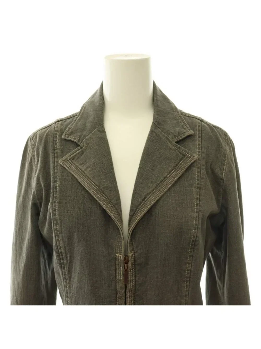 Chanel Denim Jacket Double Zip Cotton 38 Dark Gray HS